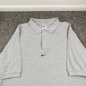 Vintage 1998 Nike Golf Polo Shirt Peru Pique Center Swoosh Gray 90s Mens Large
